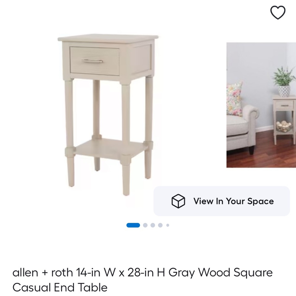 Allen and Roth Wooden Nightstand with Drawer - Picture 3 of 3